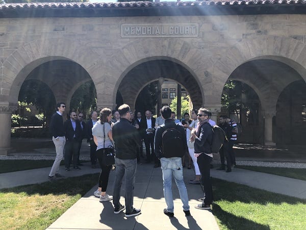 The SAP team visit Memorial Court - part of Stanford University's Main Quadrangle - on Day 1 of their Silicon Valley tour with SVIC.